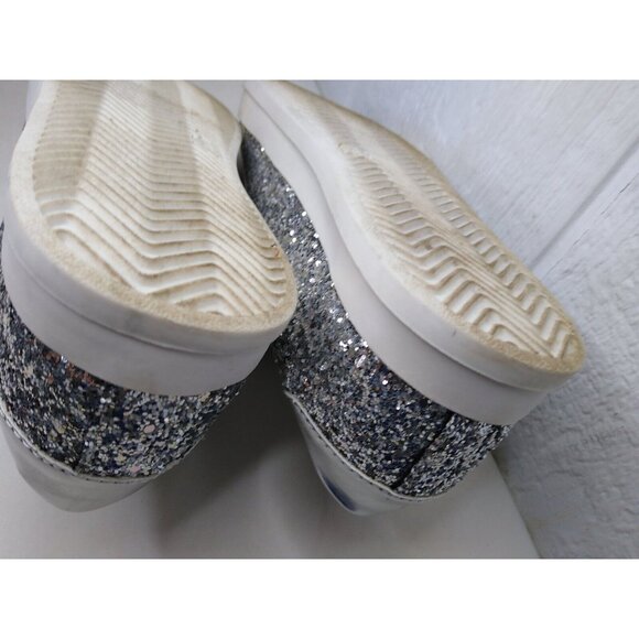 American Eagle Women's Size 8 Silver Glitter Sneaker Sparkle Metallic Lace Up - Picture 6 of 10